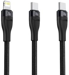 Baseus Flash Series 2 az 1-ben USB-C / Lightning USB-C kábel, 100 W, 1, 2 m, fekete (CA1T2-F01)