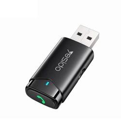 YESIDO - Vezeték nélküli Aux autós vevő (YAU40) - Kihangosító hívás, HD hangminőség - Fekete (KF2314251)