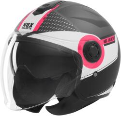 NOX Cască de motocicletă deschisă NOX N182 Round negru mat-roz (AIM140-2811)