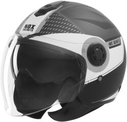 NOX Cască de motocicletă deschisă NOX N182 Round negru mat-argintiu (AIM140-2810)