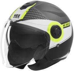 NOX Cască de motocicletă deschisă NOX N182 Round negru mat-galben fluo (AIM140-2809)