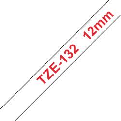 Brother TZE-132, Banda Etichete Laminata, Rosu Pe Transparent, 12MM (TZE132_OEM)