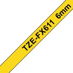 Brother TZE-FX611, Banda Etichete Laminata Flexi Id, Negru Pe Galben, 6mm (TZEFX611_OEM)
