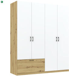 Intermeble Gardróbszekrény Tölgy/Matt Fehér Színben. 180 cm. ALTA