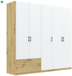 Intermeble Gardróbszekrény Tölgy/Matt Fehér Színben. 225 cm. ALTA
