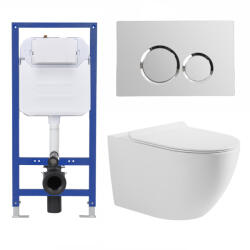 Welland Primo Rimless fali WC + tartály króm nyomólappal - miniwebshop