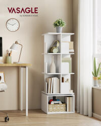 VASAGLE Custos forgó könyvespolc 4 szintes tárolópolc felhőfehér 40 x 40 x 124, 6 cm (EUZ-LBC471WB01)