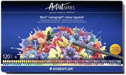 STAEDTLER Akvarell színes ceruza készlet, hatszögletű, fémdobozos, STAEDTLER "Mars® Lumograph® 104", 120 különböző szín (104 M120) - nyomtassingyen