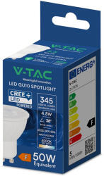 V-TAC CREE SMD GU10 LED spot égő 4.5W természetes fehér 38° - SKU 217976 (217976)