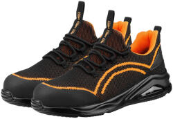 NEO TOOLS Munkavédelmi cipő, S1 SR, fekete-narancs, NEO AIR, acélbetéttel, légpárnás talp, fényvisszaverő elemekkel, 46 (82-172-46)