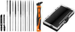NEO TOOLS Tűreszelő és fűrész készlet 14db-os, gyorscsatlakozós nyéllel, műanyag tokban (44-653) - storeplace
