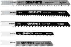 Graphite Dekopírfűrészlap készlet, U-befogó, HCS, fém-fa-műanyag, 5db-os (57T520) - storeplace