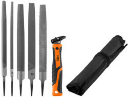 NEO TOOLS Reszelő készlet univerzális 5db-os, gyorscsatlakozós nyéllel, oxfordszövet tokban (44-652) - storeplace