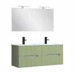 Leziter Trent Mobilier de baie 120 cm chiuvetă ceramică cu oglindă 60x120 cm verde măslin verde-pistachio (TRENT120ZVZ)