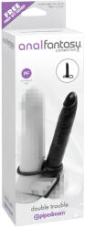  analfantasy Double Trouble - felcsatolható anál dildó (fekete) - pirospillango