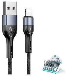 USAMS U55 fonott Lightning-kábel, 2A, 1 m, fekete, SJ448ZJ01 (US-SJ448) SJ448USBS (SJ448ZJ01)