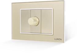Luxion Intrerupator cu Variator Mecanic 1M si 2 Taste False LUXION cu Rama din Sticla, Standard Italian, 3M - culoare auriu
