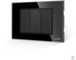 Luxion Intrerupator Jaluzele Mecanic 1M si 2 Taste False LUXION cu Rama din Sticla, Standard Italian, 3M - culoare negru
