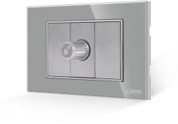 Luxion Comutator Pentru Ventilator 1M si 2 Taste False LUXION cu Rama din Sticla, Standard Italian, 3M - culoare gri
