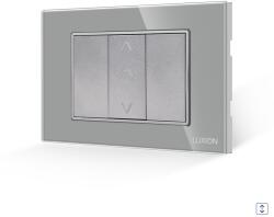 Luxion Intrerupator Jaluzele Mecanic 1M si 2 Taste False LUXION cu Rama din Sticla, Standard Italian, 3M - culoare gri