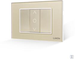Luxion Intrerupator Jaluzele Mecanic 1M si 2 Taste False LUXION cu Rama din Sticla, Standard Italian, 3M - culoare auriu
