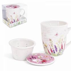 AFI Mezei virágos bögre porcelán tetővel és szűrővel - 300 ml - rózsaszín (IMO-AFI-721538PINKTETO)