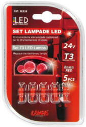 LAMPA 24V T3, 1 LED DIÓDA, PIROS SZÍNŰ, - SZETT (0198338)