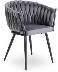 Klubfotel Glamour étkezőszék ELENA szürke bársony/fekete lábak