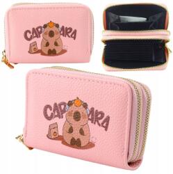 LEAN Toys Pénztárca Kétrekeszes Kártyatartó rekesz Kapibara Rózsaszín 12, 5 x 8, 5cm (27564)