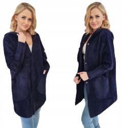 Soprato Alpaka Kabát Kapucnis Gyapjú Színek Oversize Sötétkék