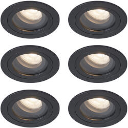 QAZQA 6 darabos modern süllyesztett spotlámpa készlet fekete, forgatható és dönthető IP44 - Chuck (111271)