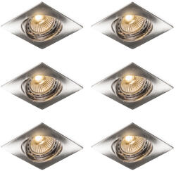 QAZQA 6 darabos dönthető, süllyesztett spotlámpa készlet, acél, szögletes - Edu (111259)