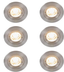 QAZQA 6 darabos modern, süllyesztett spotlámpa készlet, acél, kerek, IP44 - Xena (111256)