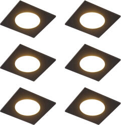 QAZQA 6 darabos modern süllyesztett spotlámpa szett fekete LED-del, 3 lépésben dimmelhető IP65 - Simply (111266)