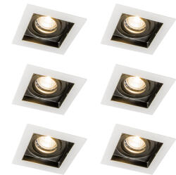 QAZQA 6 darabos modern süllyesztett spotlámpa szett fehér, fekete, állítható - Carree (111258)