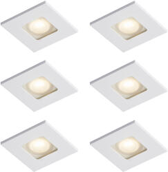 QAZQA 6 darabos modern, süllyesztett, négyszögletes, fehér színű IP44-es spotlámpa szett - Qure (111276)
