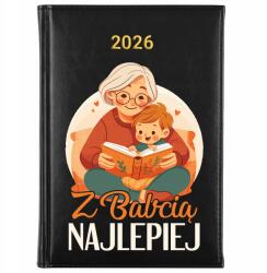 FunnyCase Naptár 2026 A5 Fekete Ajándék Nagymama Nagypapa Napjára Nagymama Legjobb (Kalendarz 2026 Czarny Dla Babci Dziadka)