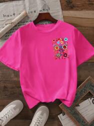 Shein Rózsaszín Nyomott Mintás Póló (L) (610425)