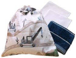 Tisztasági Csomag 4db-os / Szürke - kék munkagépek az úton mintás
