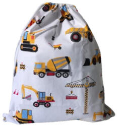  Oviszsák 100% pamutból 30x40 cm -fehér alapon sárga munkagépes mintával