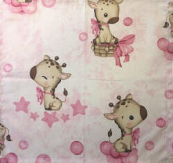  Rózsaszín zsiráf bébi mintás textil szalvéta gyermekeknek - 30x30 cm
