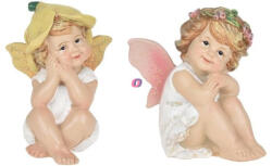 D&D Tündér virágkalapban, koszorúval ülő, glitteres poly 6, 4x5, 9x7, 7 cm sárga, rózsaszín 2 féle (DD67359)