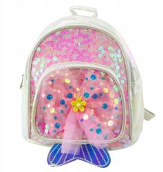 LEAN Toys Gyerek hátizsák Flitteres Tüll masni Fehér 20cm 3, 8L (5905991041399)