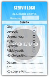 gigastore Volvo - Olajcsere szerviz matrica kártya 10x6 cm saját logóval : Színek - Sötét kék