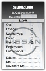 gigastore Nissan - Olajcsere szerviz matrica kártya 10x6 cm saját logóval : Színek - Zöld