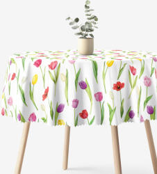 Goldea kör alakú teflonos terítő - színes tulipánok Ø 130 cm