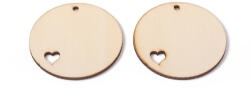  Kerek Fa Szív Kulcstartó Medál 50mm