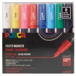 uni UNI POSCA PC1M 8 db-os készlet (fek. , zöld, vkék, kék, piros, rose, sárga, feh. )