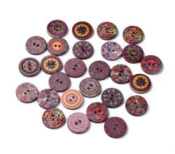  Nyomtatott Mintás Fa Gomb (2) 25x2, 5mm