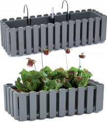 Martom Balkonláda korlátra, Virágláda 58cm Tartókkal nedvességmérő (kamienna szarość koryto Płotek)